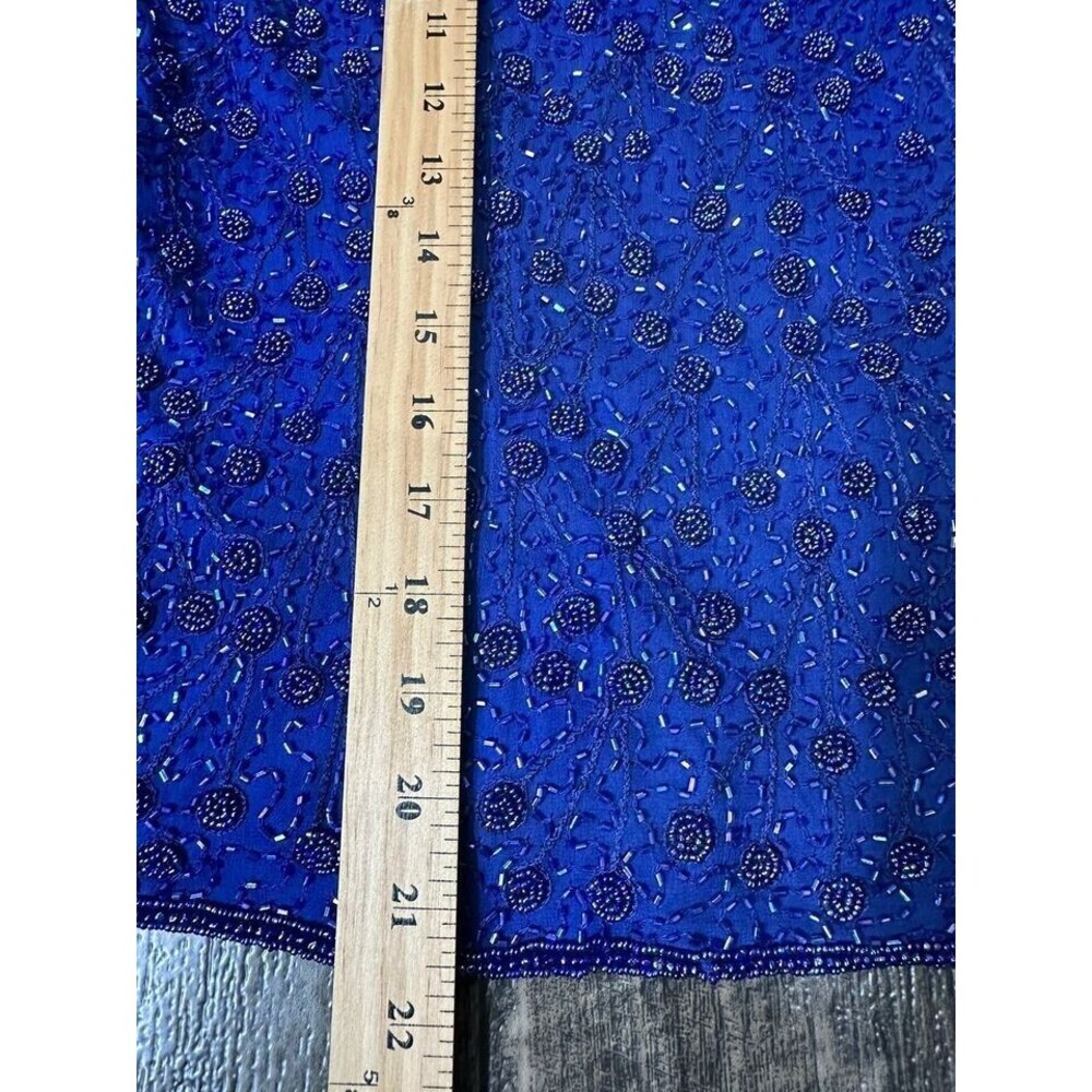Adrianna Papell Occasions Silk Beaded Top Size P12 Purple Blue Shade Zipper Back - Picture 3 of 7